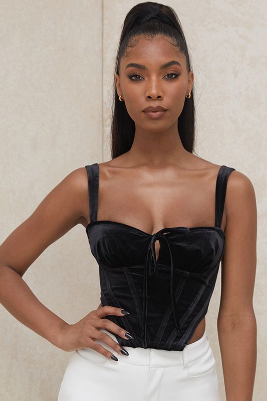 Corset House Of Cb Velvet Cupped Noir | OTM-780954