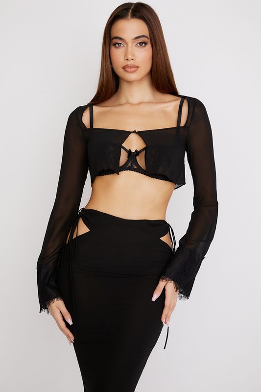 Hauts House Of Cb Georgette Cropped Noir | VRK-618920