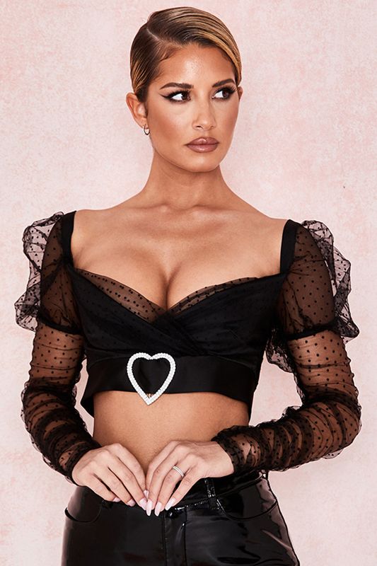 Hauts House Of Cb Mesh Heart Boucle Noir | KQT-423976