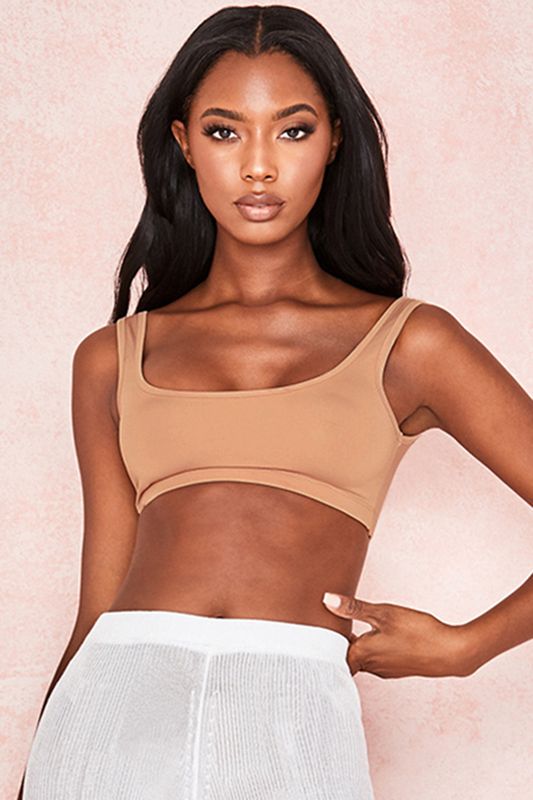 Hauts House Of Cb Stretch Jersey Cropped Beige | SPA-495876