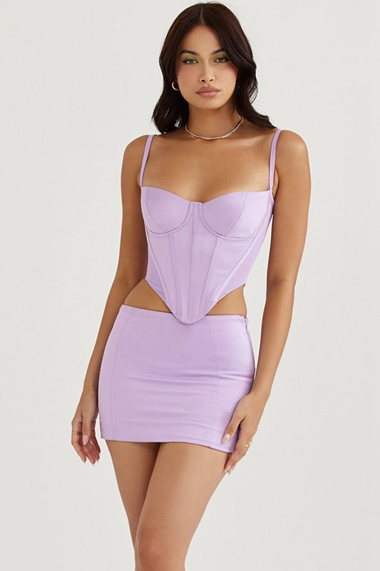 Jupe House Of Cb Satin Mini Violette | GEU-327589