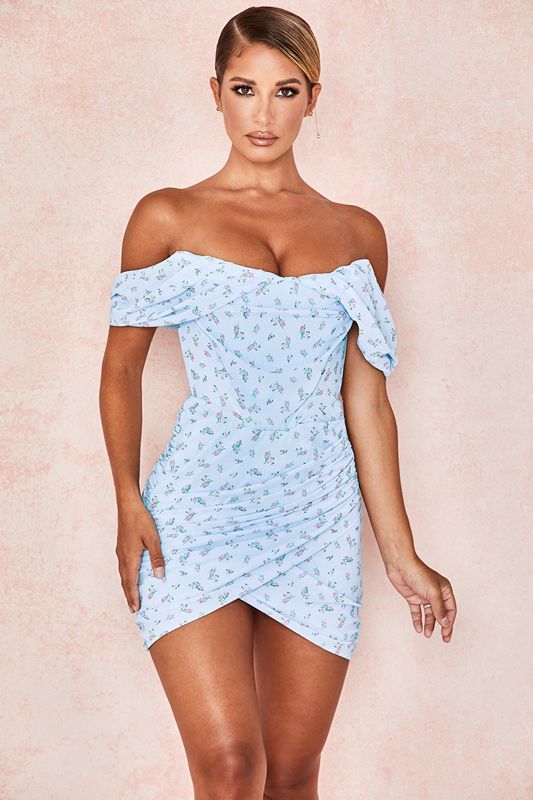 Peignoir House Of Cb Floral Draped Mini Bleu | UCZ-963248