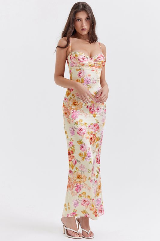 Peignoir House Of Cb Floral Maxi Blanche | QHI-608594