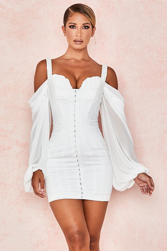 Peignoir House Of Cb with Blouson Sleeves Blanche | LRN-754389