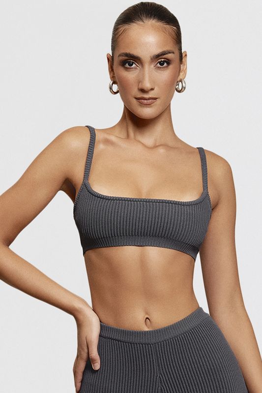 Soutien Gorge House Of Cb Grey Nervuré Knit Grise Foncé | TJY-539412