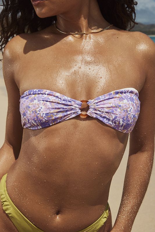 Bikini House Of Cb Floral Bandeau Violette | PLN-731480