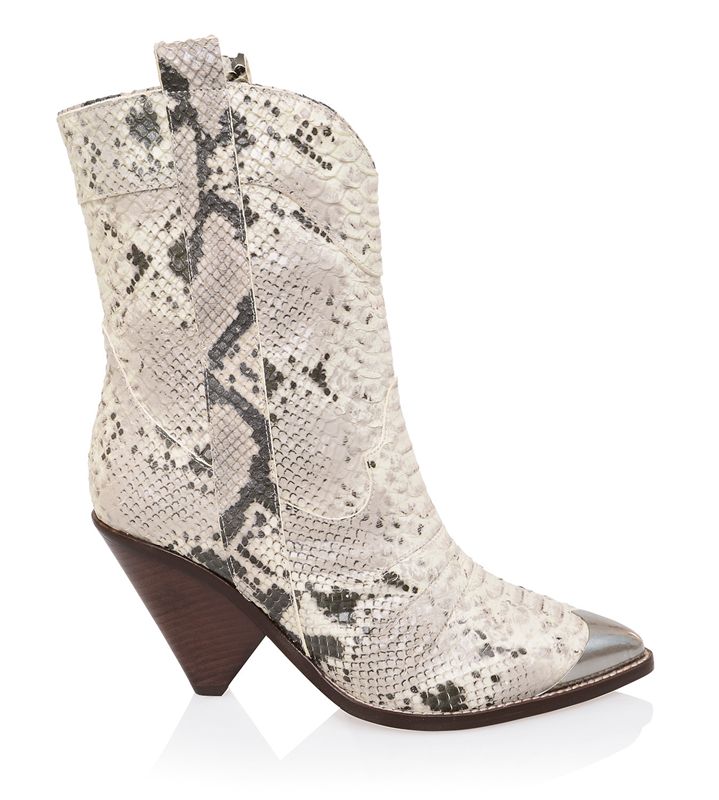 Bottes House Of Cb Grey Skin Low Calf Cowboy Blanche | BRG-186049