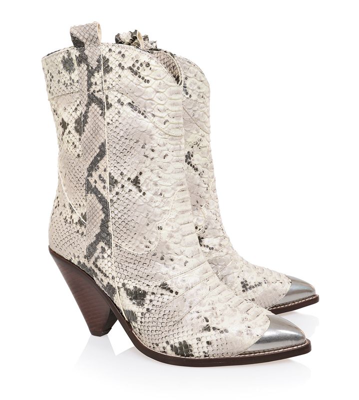 Bottes House Of Cb Grey Skin Low Calf Cowboy Blanche | BRG-186049