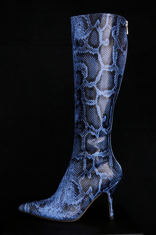 Bottes House Of Cb Print Cuir Knee High Bleu | YOA-201645