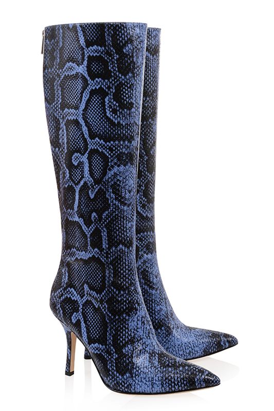 Bottes House Of Cb Print Cuir Knee High Bleu | YOA-201645