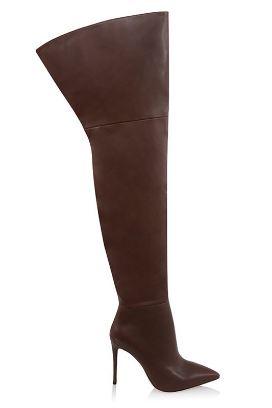 Bottes House Of Cb Real Cuir Thigh Chocolat | QHG-309572