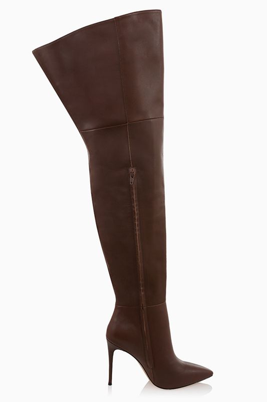 Bottes House Of Cb Real Cuir Thigh Chocolat | QHG-309572