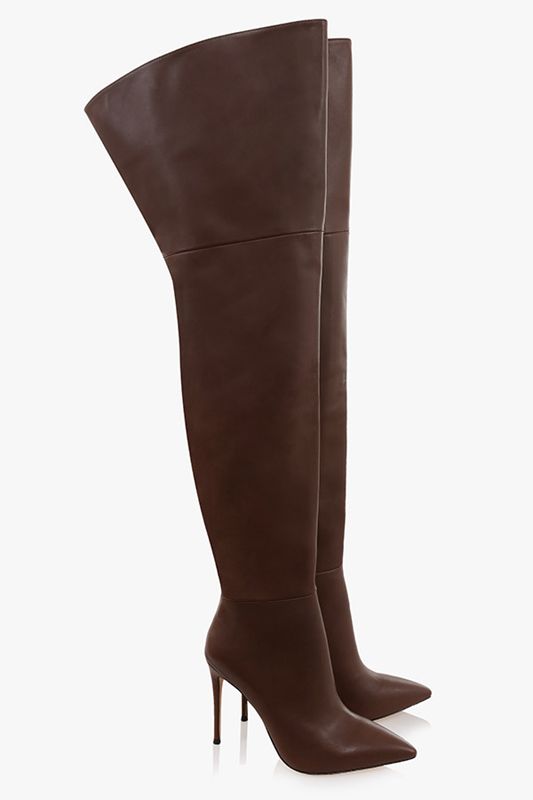 Bottes House Of Cb Real Cuir Thigh Chocolat | QHG-309572