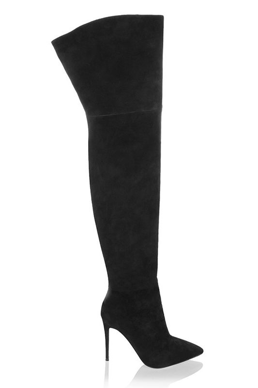 Bottes House Of Cb Real Daim Thigh Noir | YUQ-149370