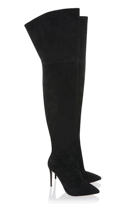 Bottes House Of Cb Real Daim Thigh Noir | YUQ-149370