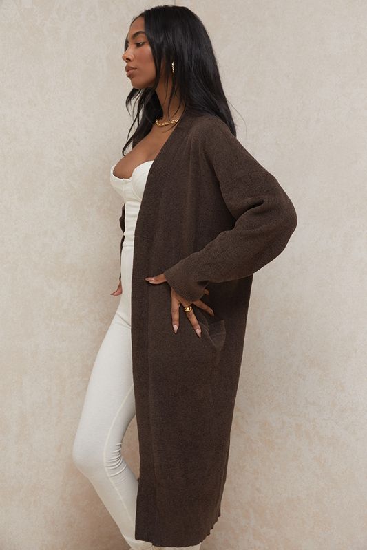 Cardigan House Of Cb Knit Oversized Chocolat | EUB-034219