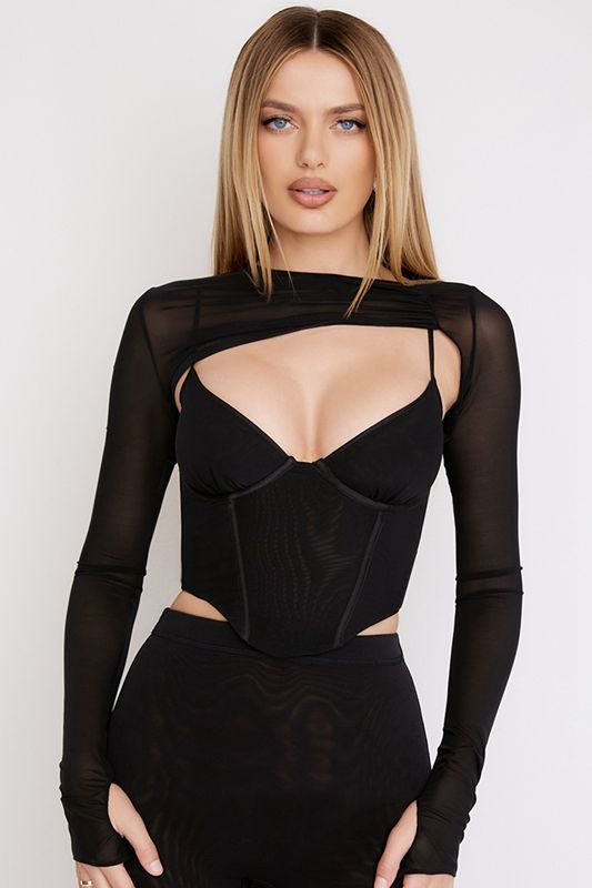 Corset House Of Cb Asymmetric Cutout Noir | ALP-857230