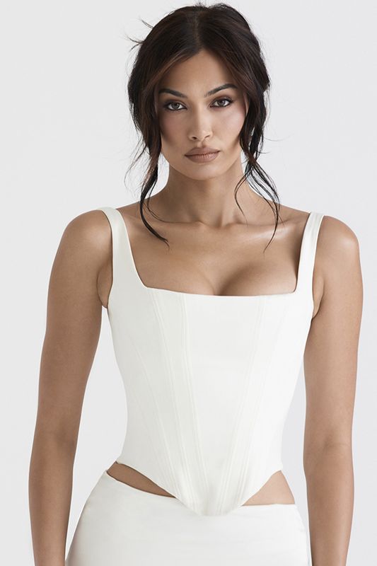 Corset House Of Cb Satin Longline Blanche | BYS-972360