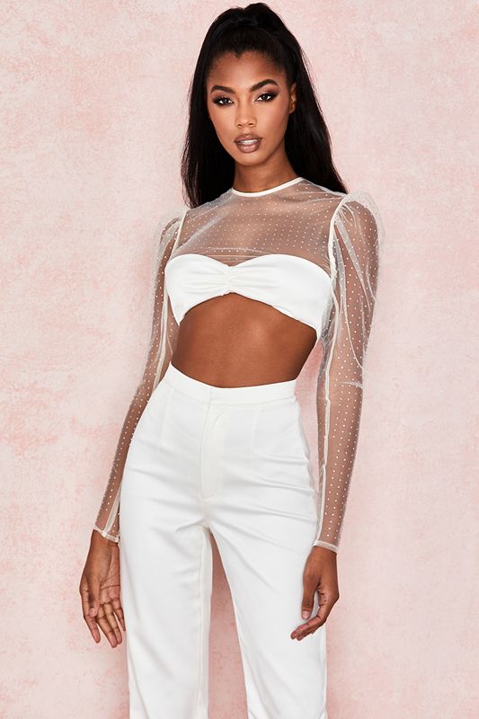 Hauts House Of Cb Crystal Cropped Blanche | MRO-210386