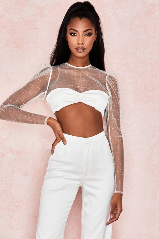 Hauts House Of Cb Crystal Cropped Blanche | MRO-210386