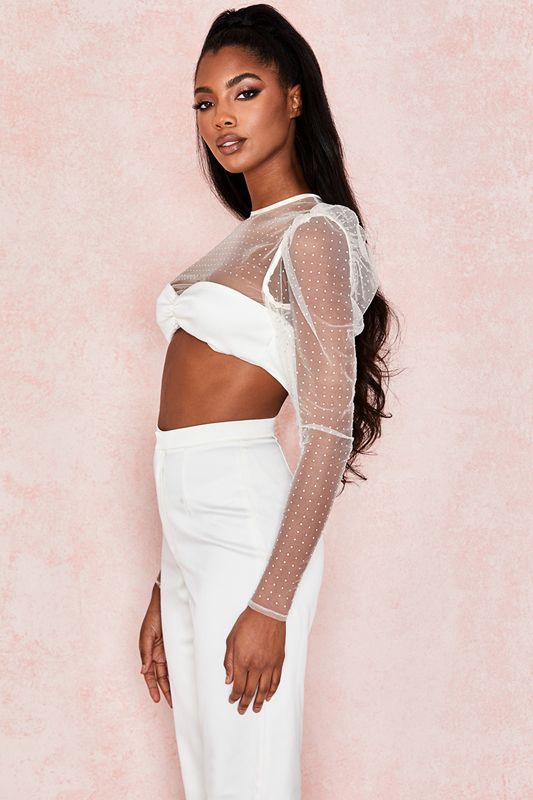 Hauts House Of Cb Crystal Cropped Blanche | MRO-210386