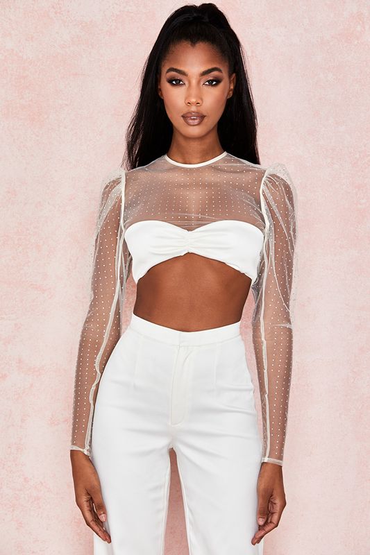 Hauts House Of Cb Crystal Cropped Blanche | MRO-210386