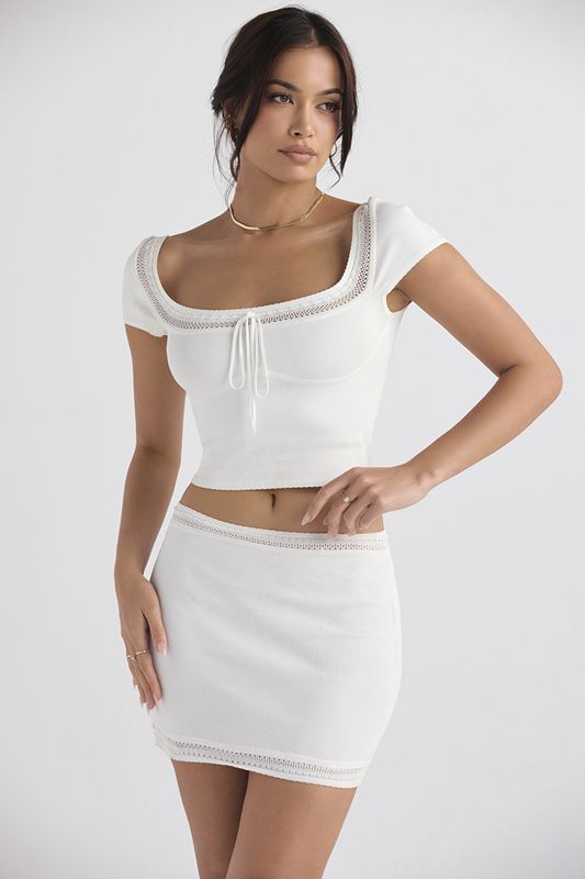 Hauts House Of Cb Dainty Rib Knit Blanche | STK-185932