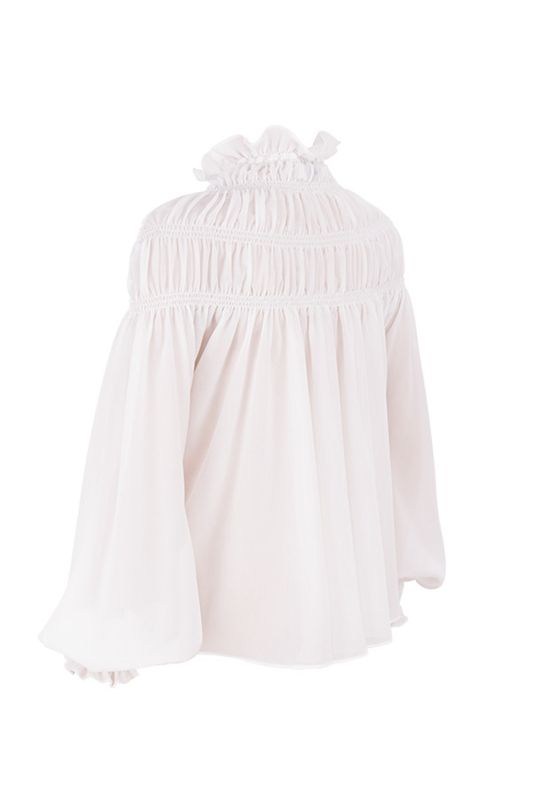 Hauts House Of Cb Georgette High Neck Blouse Blanche | PUC-632894