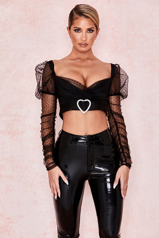 Hauts House Of Cb Mesh Heart Boucle Noir | KQT-423976