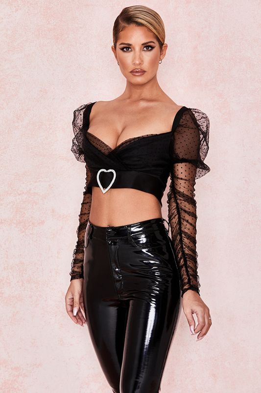 Hauts House Of Cb Mesh Heart Boucle Noir | KQT-423976