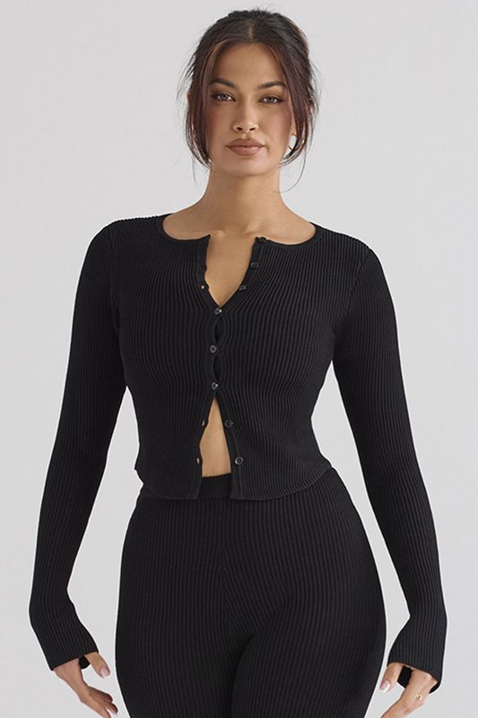 Hauts House Of Cb Nervuré Knit Noir | EKN-326897