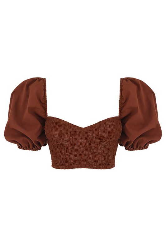 Hauts House Of Cb Puff Sleeve Cropped Bordeaux | KCD-206358