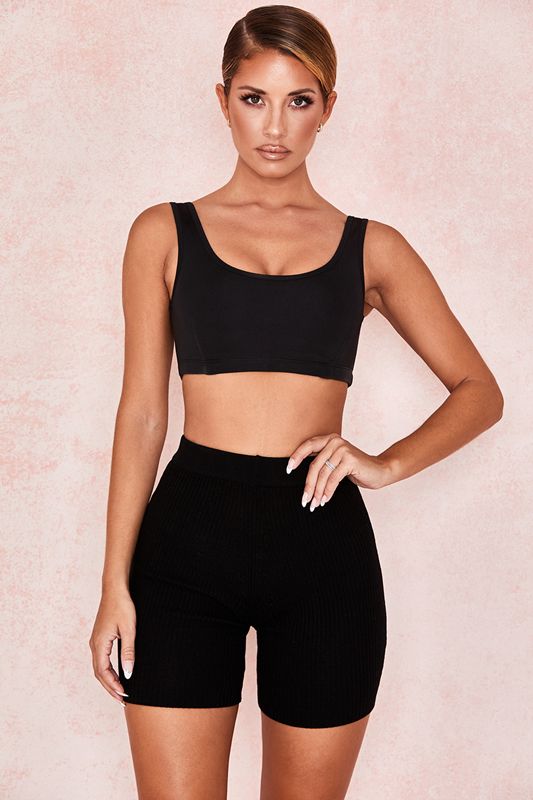 Hauts House Of Cb Stretch Jersey Cropped Noir | NRU-702849