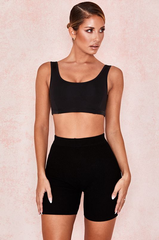 Hauts House Of Cb Stretch Jersey Cropped Noir | NRU-702849