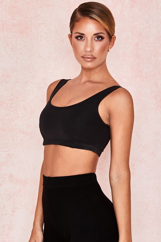 Hauts House Of Cb Stretch Jersey Cropped Noir | NRU-702849