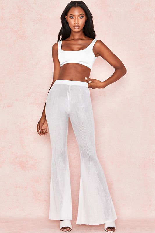 Hauts House Of Cb Stretch Jersey Cropped Blanche | TMU-541632