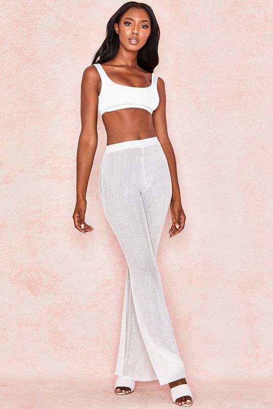 Hauts House Of Cb Stretch Jersey Cropped Blanche | TMU-541632