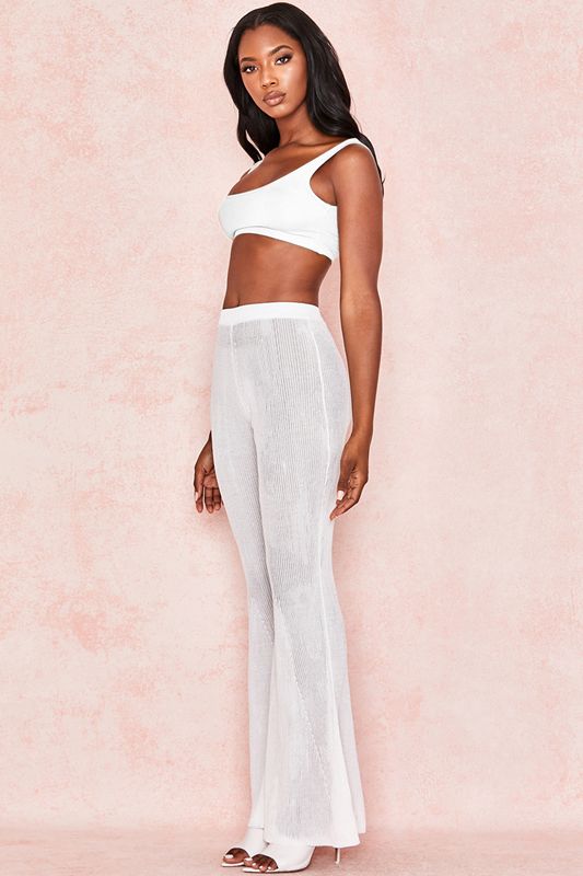 Hauts House Of Cb Stretch Jersey Cropped Blanche | TMU-541632