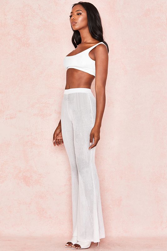 Hauts House Of Cb Stretch Jersey Cropped Blanche | TMU-541632