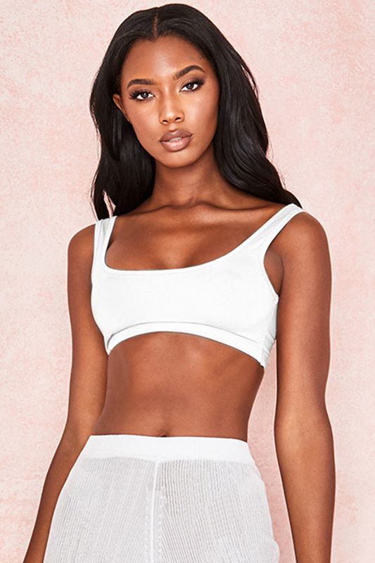 Hauts House Of Cb Stretch Jersey Cropped Blanche | TMU-541632