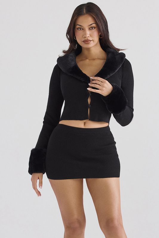 Jupe House Of Cb Cashmere Mini Noir | SZX-659427