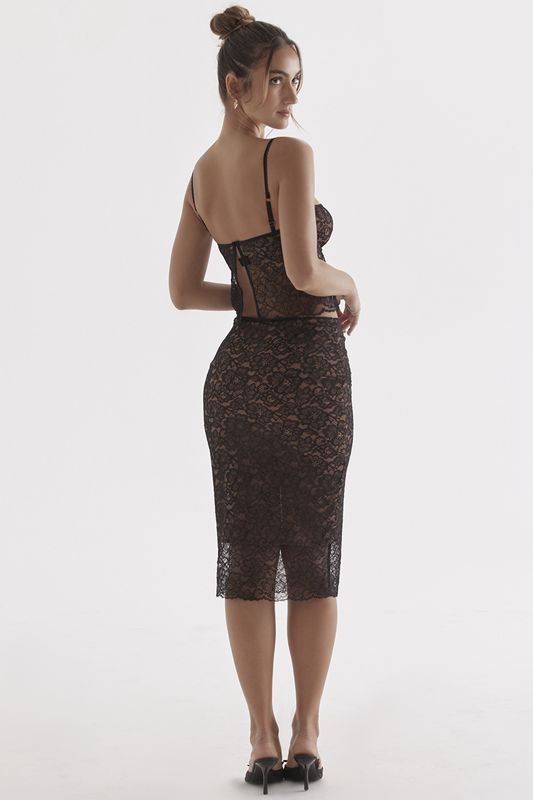 Jupe House Of Cb Dentelle Midi Noir | WPG-427865