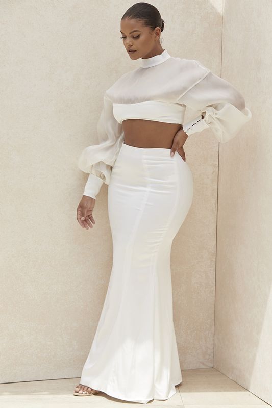 Jupe House Of Cb Fit and Flare Maxi Blanche | LTD-450691