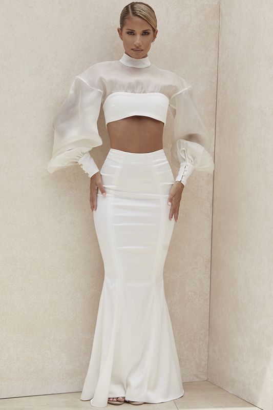 Jupe House Of Cb Fit and Flare Maxi Blanche | LTD-450691