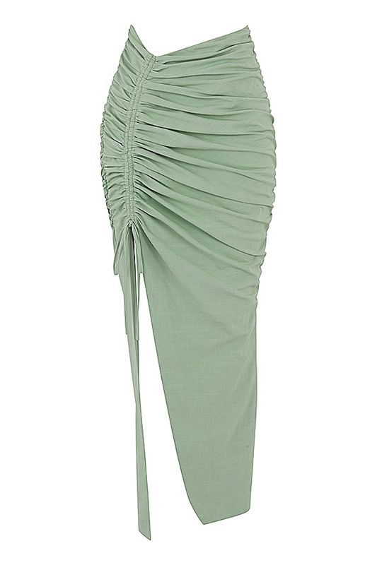 Jupe House Of Cb Gathered Drawstring Maxi Vert Olive | SOU-146395