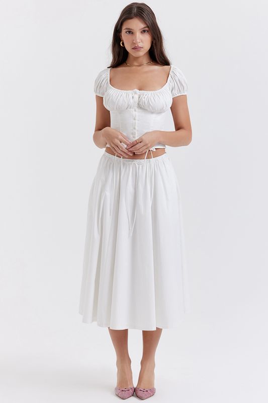 Jupe House Of Cb Gathered Midi Blanche | DOB-907123