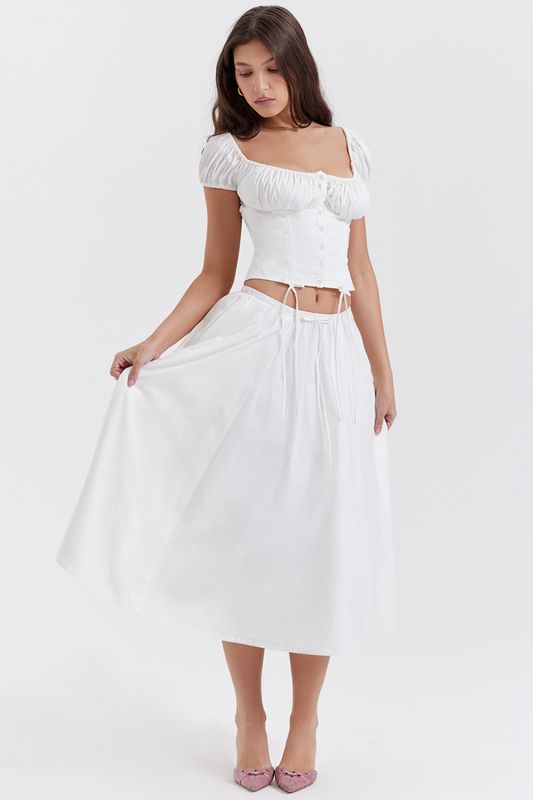 Jupe House Of Cb Gathered Midi Blanche | DOB-907123