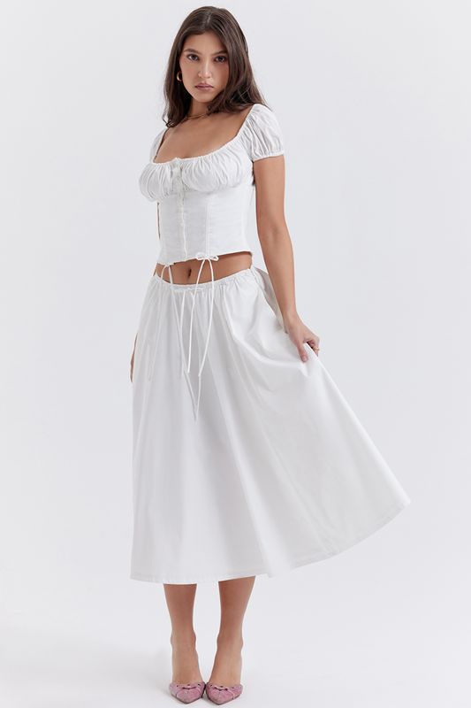 Jupe House Of Cb Gathered Midi Blanche | DOB-907123