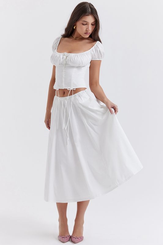 Jupe House Of Cb Gathered Midi Blanche | DOB-907123