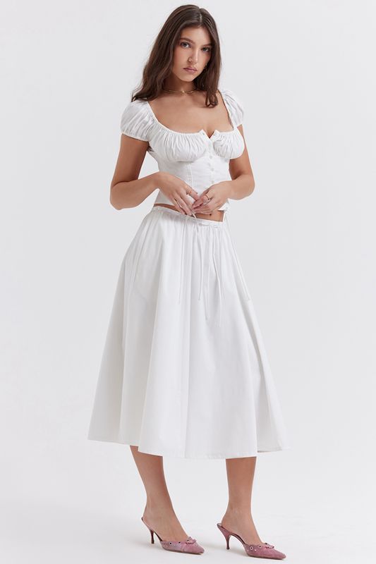 Jupe House Of Cb Gathered Midi Blanche | DOB-907123